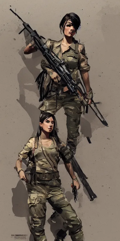 Prompt: a female peshmerga, by Rafael Albuquerque, trending on Artstation