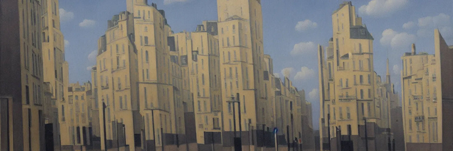 Image similar to paris cityscape oil painting magritte