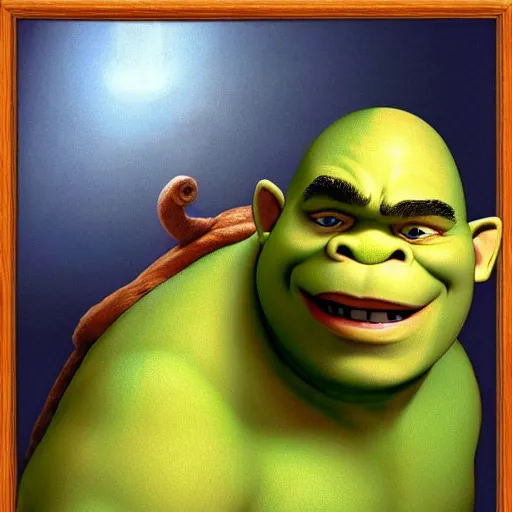 Image similar to Michelangelo painting of Shrek, from the Pixar movie Shrek