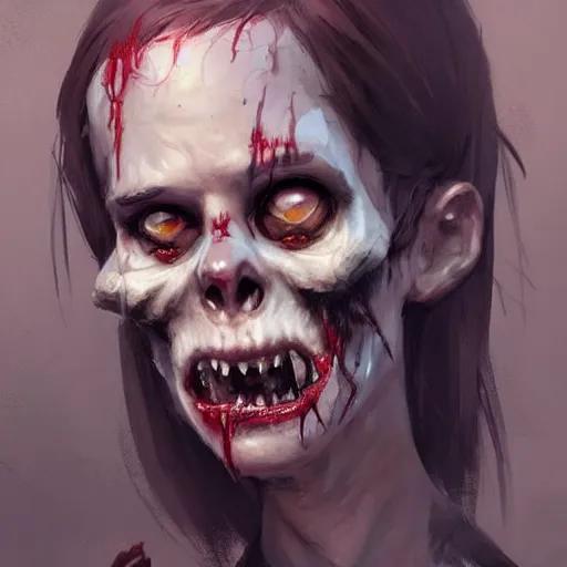 Prompt: cute zombie, greg rutkowski, concept art, portrait