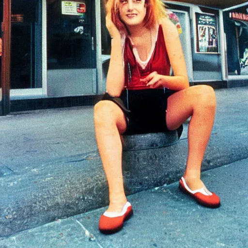 Prompt: a candid, intimate, authentic, portrait, high resolution, color, digital photo of a cute 2 2 year old alternative woman from brisbane in the year 1 9 8 8. slightly long shot