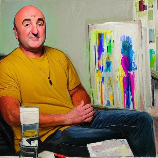 Image similar to kevin o'leary draw in kevin o'leary painting, painted by kevin o'leary in his room