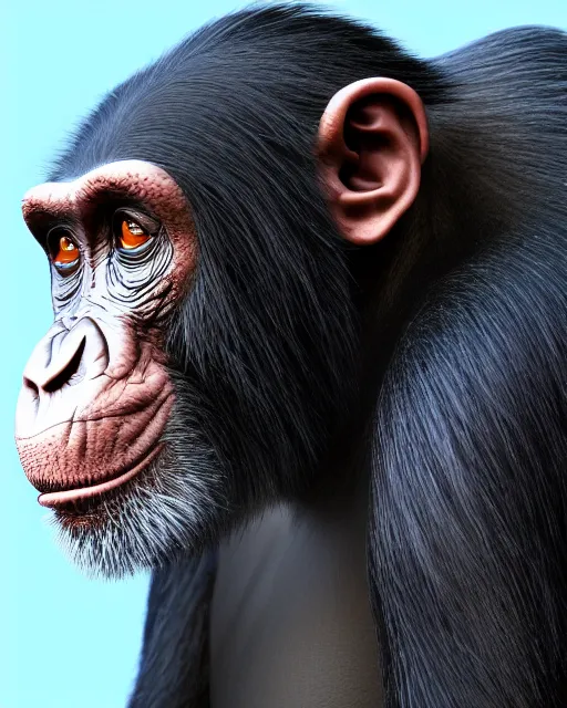 Image similar to very detailed high resolution illustration of a mystical chimpanzee, backlit, 3 d, 8 k, extremely detailed, artstation, award winning