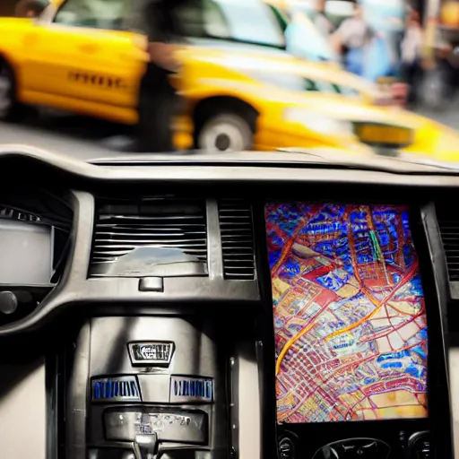 Prompt: inside a taxi in nyc
