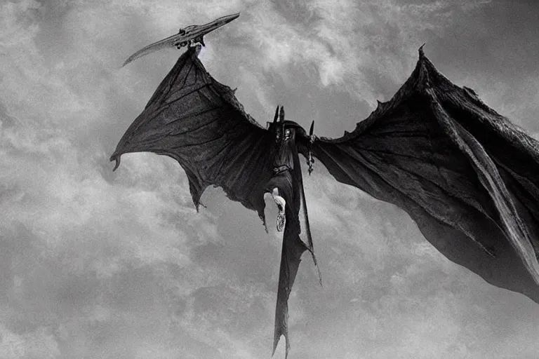 Prompt: The Lord of the Rings: a young, winged Nazgul.