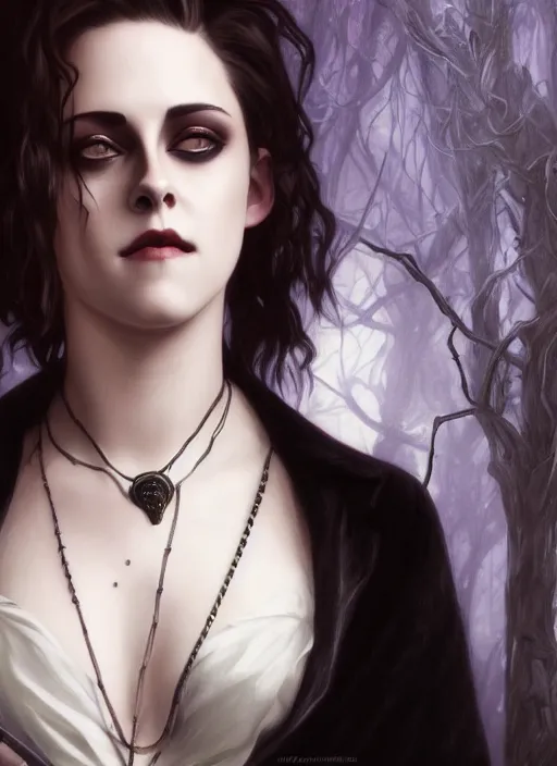 Image similar to portrait Kristen Stewart as a dark goth magician of the magic of darkness, full length shot, shining, 8k highly detailed, sharp focus, illustration, art by artgerm, mucha, bouguereau