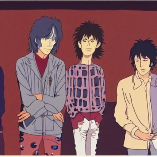 Image similar to the rolling stones in studio ghibli