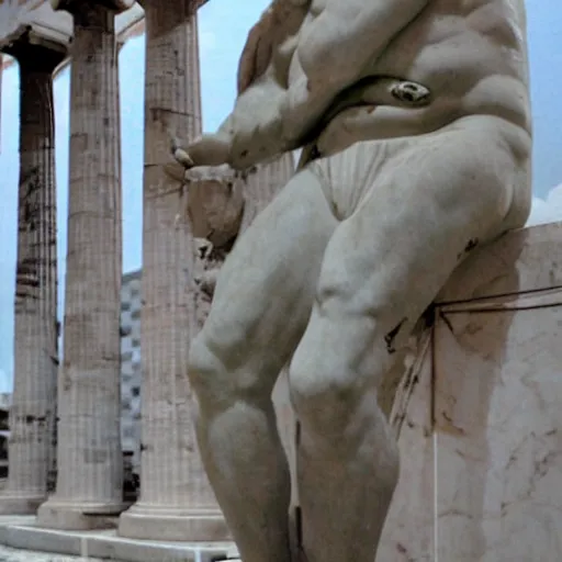 Image similar to a greek statue, vaporwave