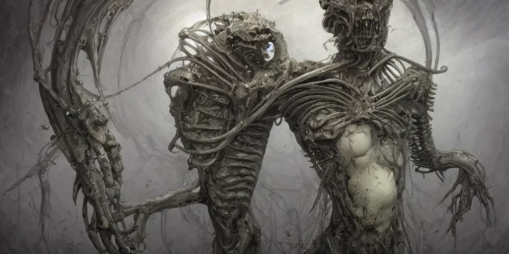 Prompt: a hr giger space zombie in a white room. intricate, elegant, highly detailed, centered, digital painting, artstation, concept art, smooth, sharp focus, illustration, artgerm, tomasz alen kopera, peter mohrbacher, donato giancola, joseph christian leyendecker, wlop, frank frazetta