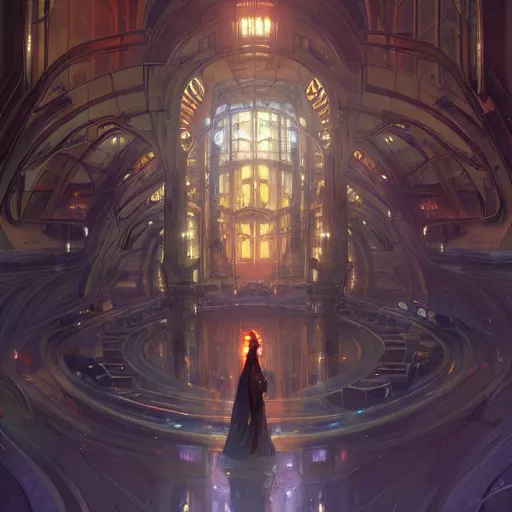 Image similar to city built underground, lots of lights, science fiction, colorful, elegant, pale, highly detailed, digital painting, artstation, concept art, smooth, sharp focus, illustration, art by artgerm and greg rutkowski and alphonse mucha