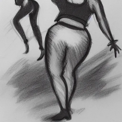 Image similar to milt kahl sketch of thick cuban girl wearing black yoga pants