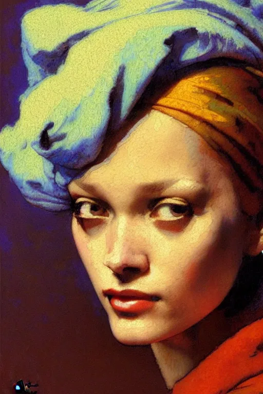 Image similar to full character portrait fallout character art not the girl with the pearl earring character design, painting by gaston bussiere, katsuya terada, nc wyeth, greg rutkowski, craig mullins, vermeer, frank frazetta, mucha, tom of finland, trending on artstation, jeffery catherine jones