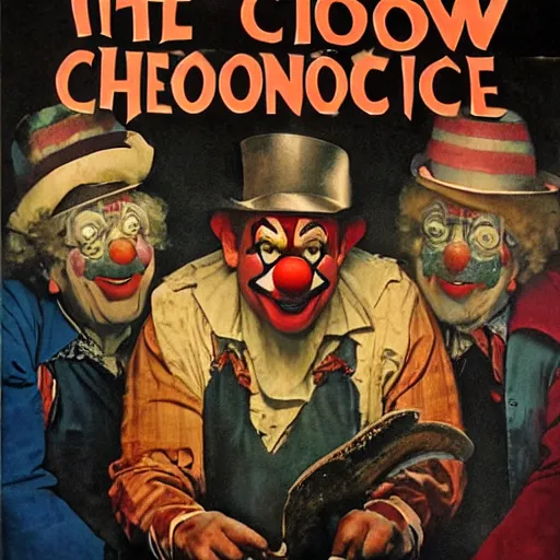 Image similar to Clown Chronicles, movie poster, artwork by Norman Rockwell