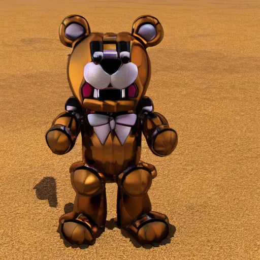 Prompt: imrpessive 3 d render of a metalic freddy fazbear