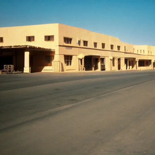 Image similar to 1 9 7 0 s movie still of a empty colossal stalinist style town in the desert, cinestill 8 0 0 t 3 5 mm eastmancolor, heavy grain, high quality, high detailed