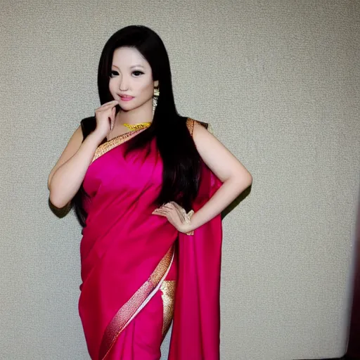 Image similar to hitomi tanaka wearing a saree