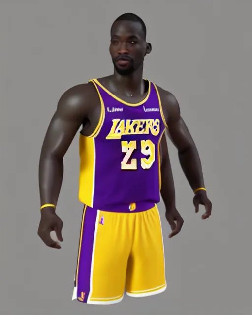 Prompt: military uniform, inspired by los angeles lakers, octane render