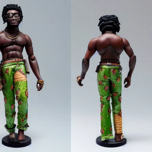 Prompt: burna boy figurine, detailed product photo,