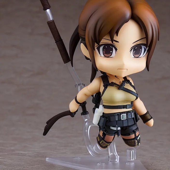 Prompt: lara croft, an anime nendoroid of lara croft, figurine, detailed product photo.