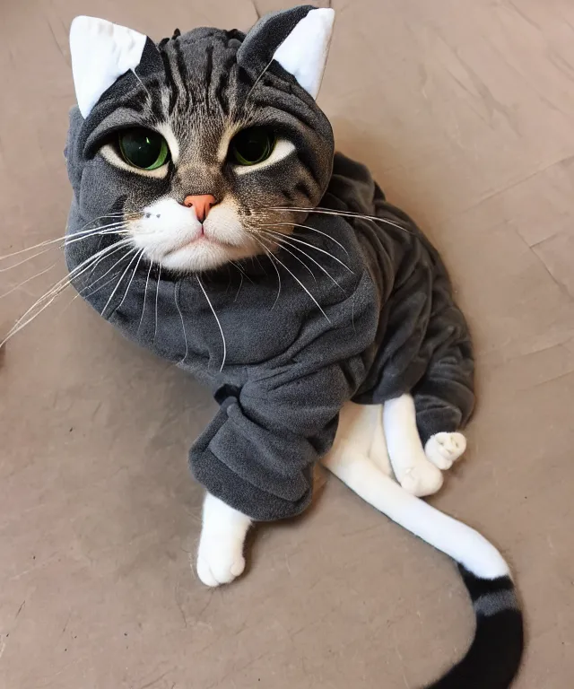 Image similar to a cat wearing a kigurumi