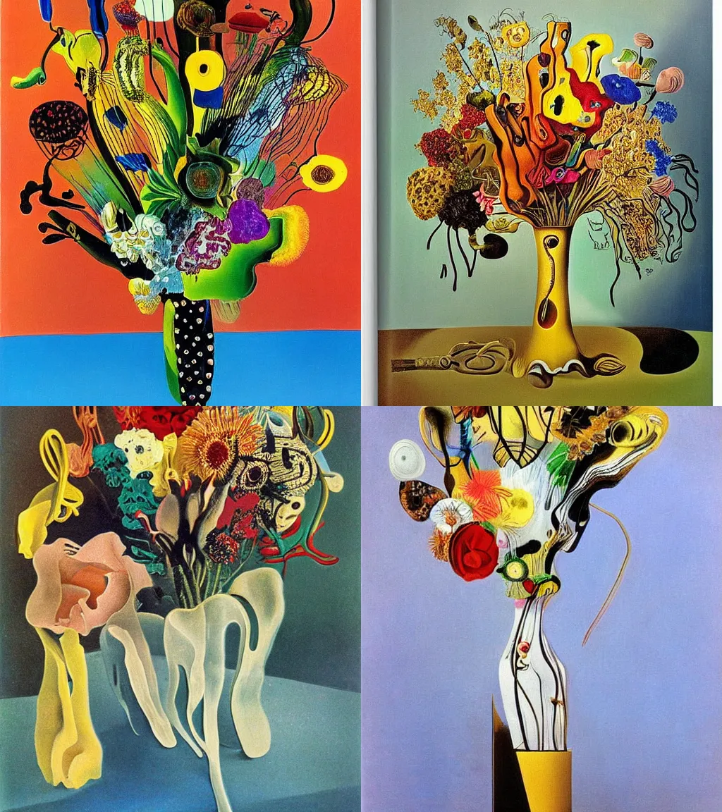 Prompt: bouquet by salvador dali