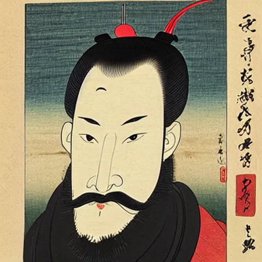 Image similar to Ukiyo-E portrait of Samurai Bin Laden