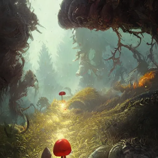 Image similar to shrooms geog darrow greg rutkowski