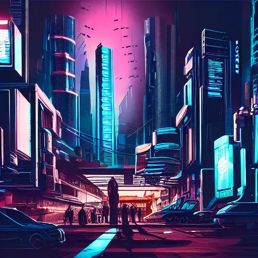 Image similar to sci fi cyberpunk city at night