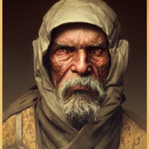 Image similar to portrait of a retired elderly 15th century swiss mercenary, painted portrait, 4k, trending on artstation, octane render, art by artgerm and greg rutkowski and alphonse mucha and craig mullins and James Jean and Andrei Riabovitchev and Marc Simonetti and peter mohrbacher