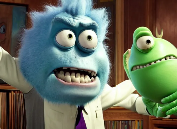 Prompt: film still of james p. sullivan as rick sanchez in the monsters inc movie 4 k,,,,,,,,,,,,,,,,,,,,,,,,,,,,,,,,,,,,,,,,,,,,,,,, rick and morty