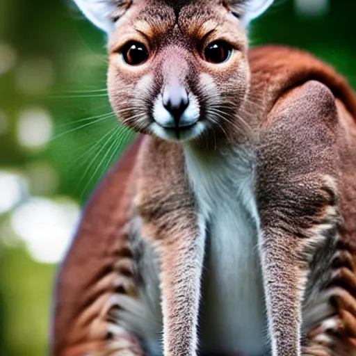 Image similar to a kangaroo - cat - hybrid, animal photography