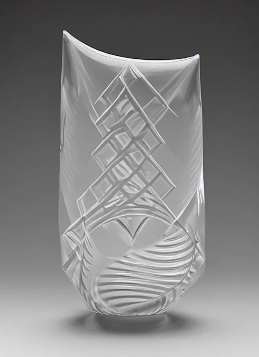 Prompt: Vase in the shape of impossible geometry by Escher, designed by Rene Lalique