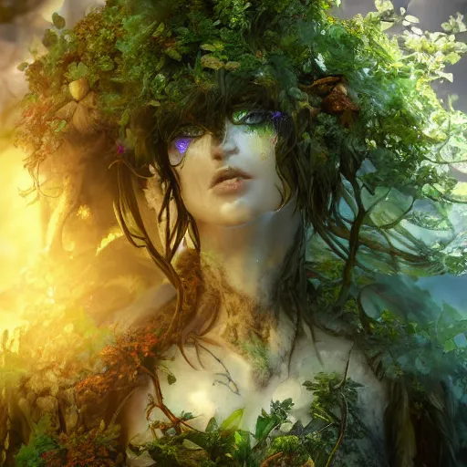 Prompt: elemental guardian of life, forest dryad, woody foliage, 8 k dop dof hdr fantasy character art, by aleski briclot and alexander'hollllow'fedosav and laura zalenga