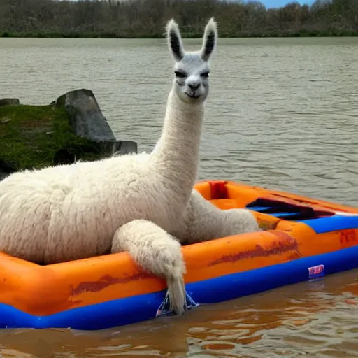 Image similar to a llama on a raft