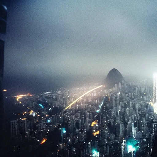 Image similar to rio de janeiro, cyberpunk, blade runner, cinematic