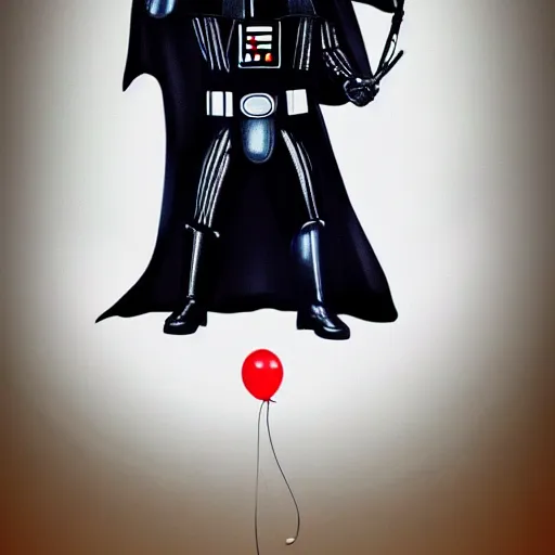 Image similar to Darth Vader popping a ballon, hyper realistic, HD, HQ, photo realistic
