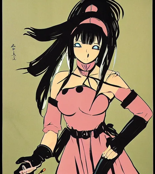 Image similar to hal foster painting of an anime woman