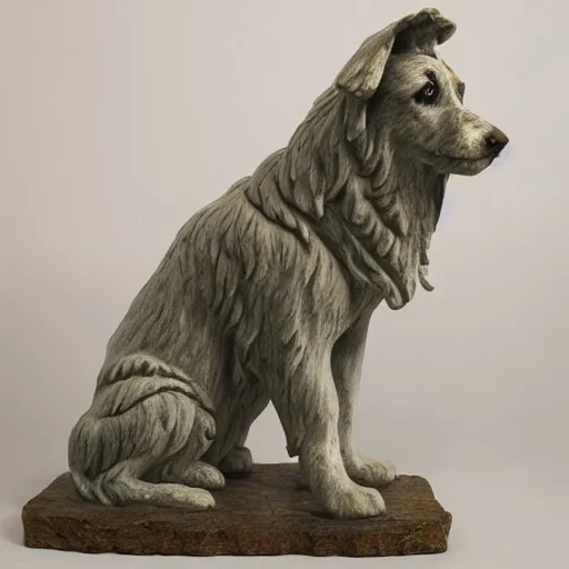 Image similar to photo of marble statue of an australian shepherd