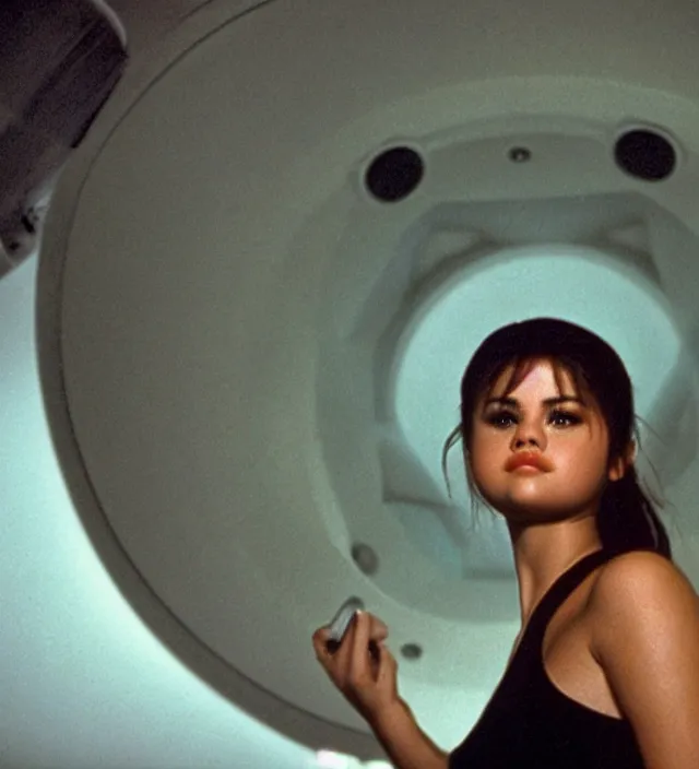 Image similar to selena gomez, 2 0 0 1 : a space odyssey ( 1 9 6 8 ) movie still frame, hd, remastered, detailed, cinematic lighting