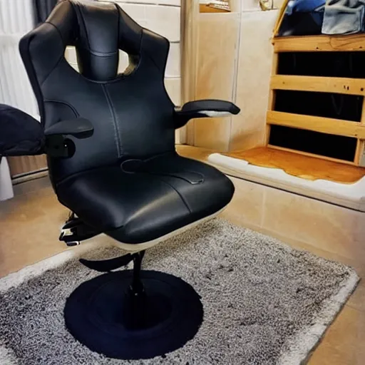 Image similar to gaming chair as toilet