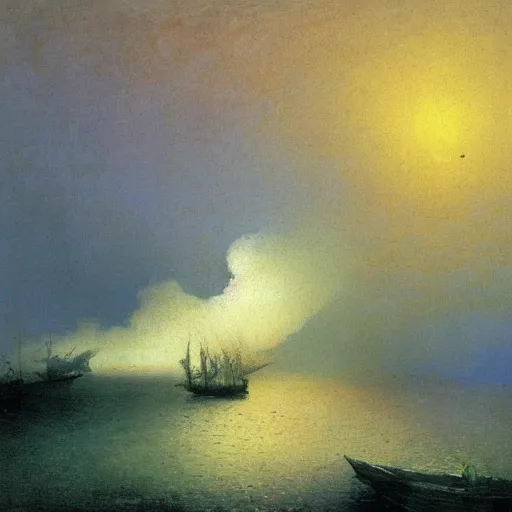 Image similar to by Ivan Aivazovsky and Odilon Redon