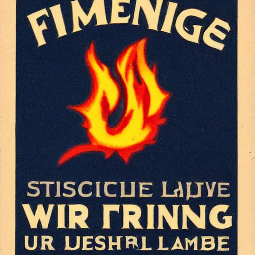 Image similar to vintage fire flame warning label