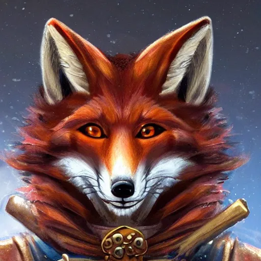 Image similar to An anthropomorphic fox wizard, highly detailed, sharp focus, D&D portrait, Neverwinter Nights