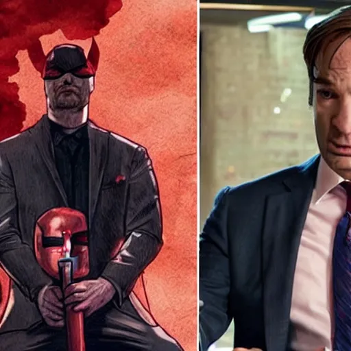 Image similar to daredevil matt murdock intimidates saul goodman tv show still daredevil mcu