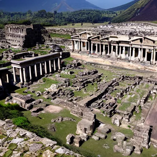 Image similar to ancient Roman city engulfed by volcano