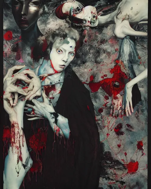 Prompt: sisters of parvos, hauntingly surreal, gothic, rich deep colours, painted by francis bacon, adrian ghenie, james jean and petra cortright, part by gerhard richter, part by takato yamamoto. 8 k masterpiece.