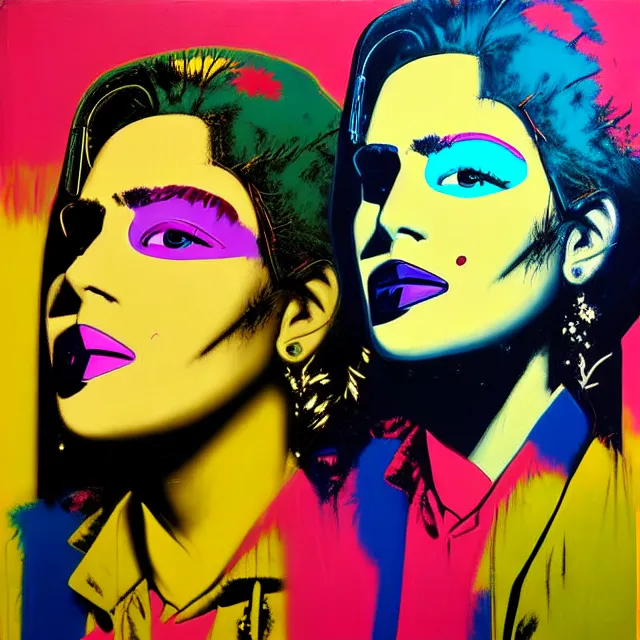 Prompt: a beautiful painting cyberpunk jibaro, by andy warhol realistic oil painting