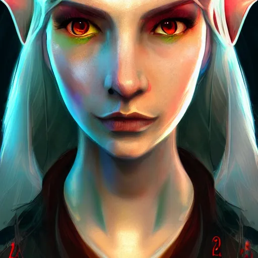 Prompt: portrait of a beautiful elf in a cyberpunk style, futuristic, digital art, highly-detailed artstation cgsociety masterpiece