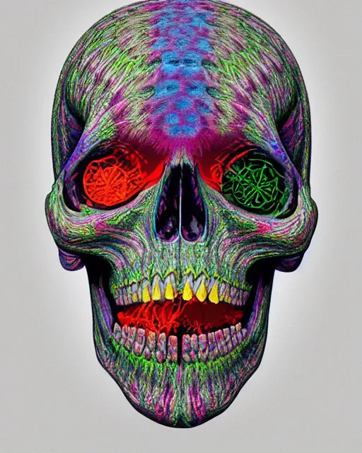 Image similar to 3 d skull by alex grey