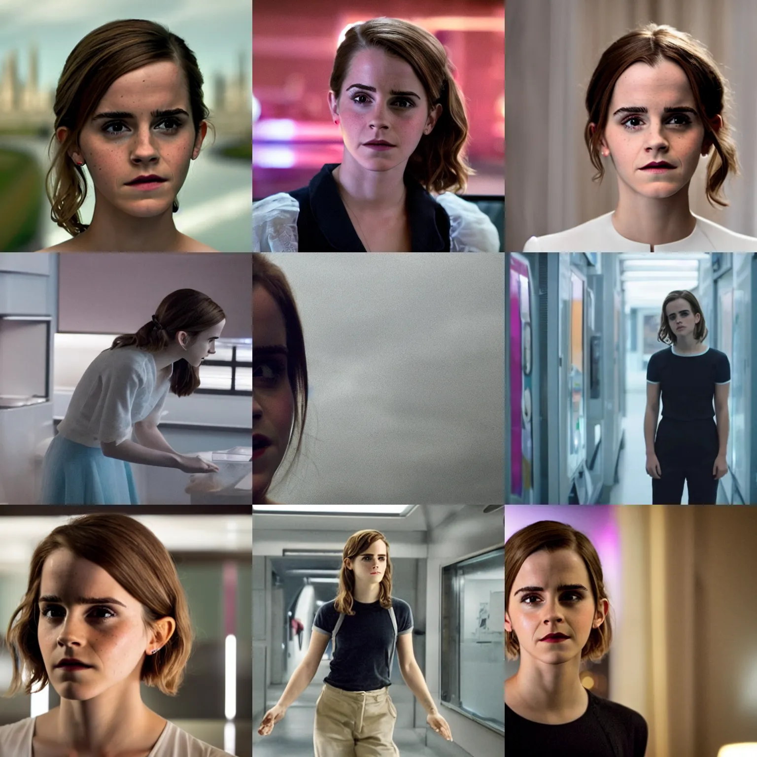 Prompt: Movie still of Emma Watson in Black Mirror
